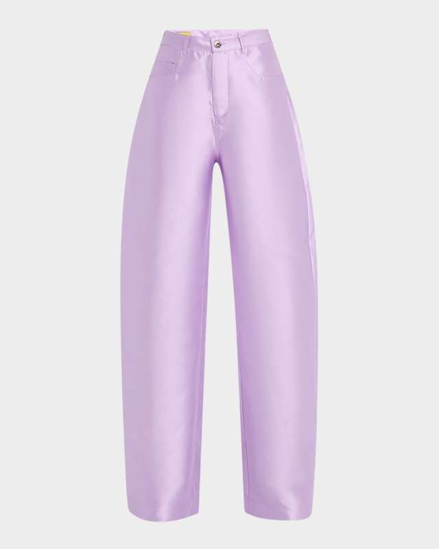 High-Rise Heavy Satin Boyfriend Trousers